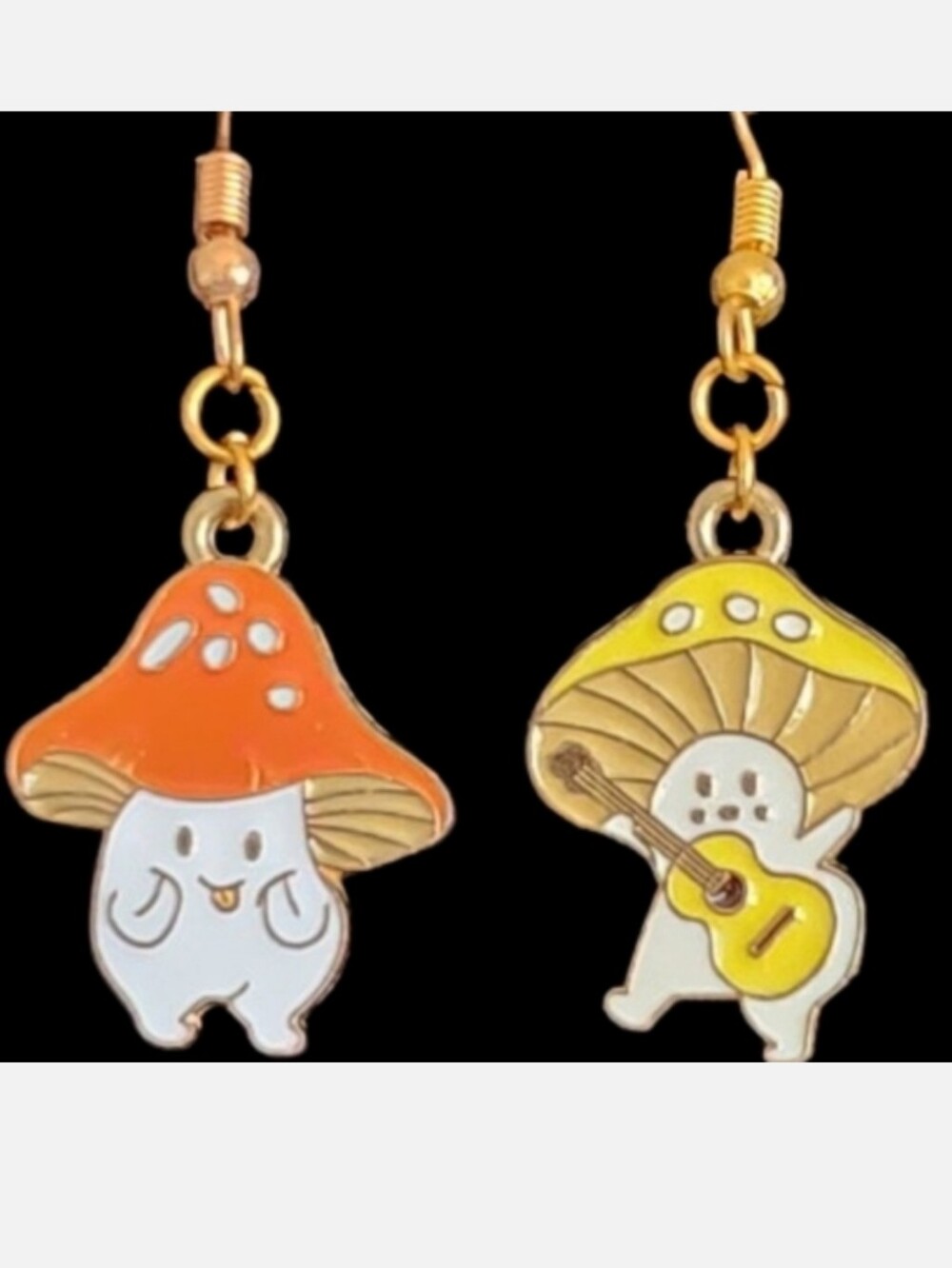 Pair of Asymmetrical Mushroom Earrings